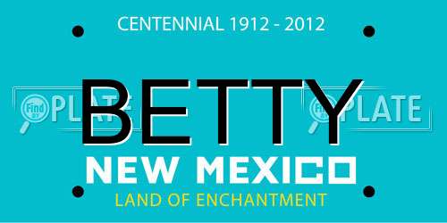 BETTY New Mexico License Plate