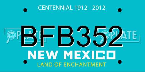 BFB352 New Mexico License Plate