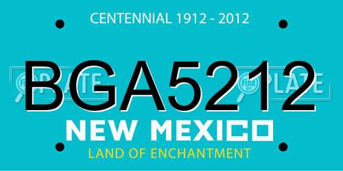 BGA5212 New Mexico License Plate