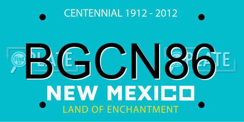 BGCN86 New Mexico License Plate