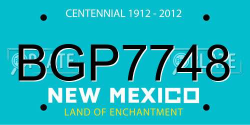 BGP7748 New Mexico License Plate