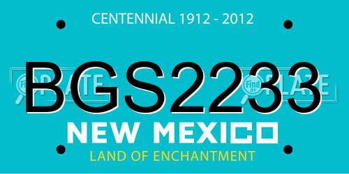 BGS2233 New Mexico License Plate