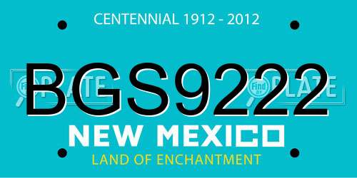 BGS9222 New Mexico License Plate