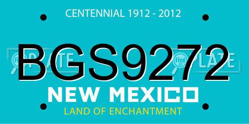 BGS9272 New Mexico License Plate