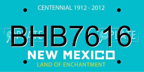 BHB7616 New Mexico License Plate