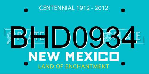 BHD0934 New Mexico License Plate