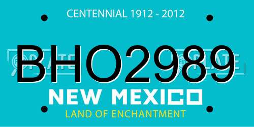 BHO2989 New Mexico License Plate