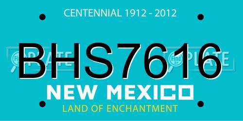 BHS7616 New Mexico License Plate