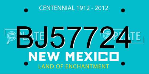 BJ57724 New Mexico License Plate