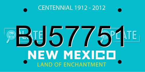 BJ57751 New Mexico License Plate