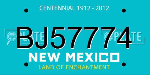 BJ57774 New Mexico License Plate