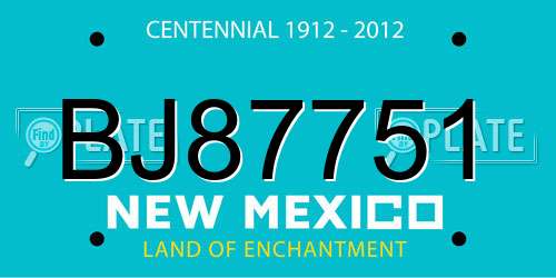 BJ87751 New Mexico License Plate