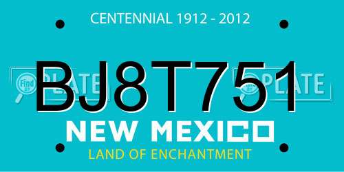 BJ8T751 New Mexico License Plate