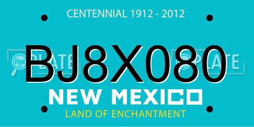 BJ8X080 New Mexico License Plate
