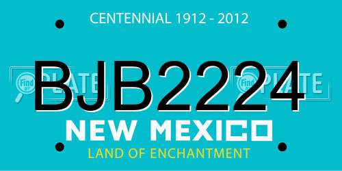 BJB2224 New Mexico License Plate