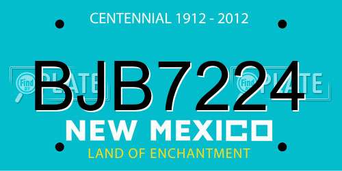 BJB7224 New Mexico License Plate