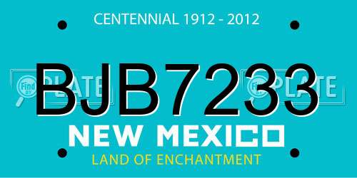 BJB7233 New Mexico License Plate