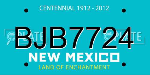 BJB7724 New Mexico License Plate