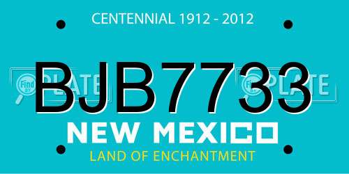 BJB7733 New Mexico License Plate