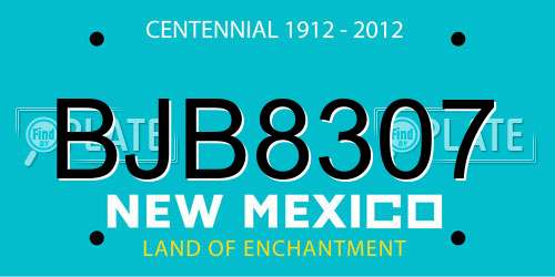 BJB8307 New Mexico License Plate