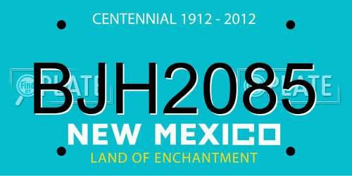 BJH2085 New Mexico License Plate