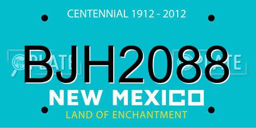 BJH2088 New Mexico License Plate