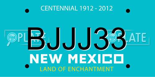 BJJJ33 New Mexico License Plate