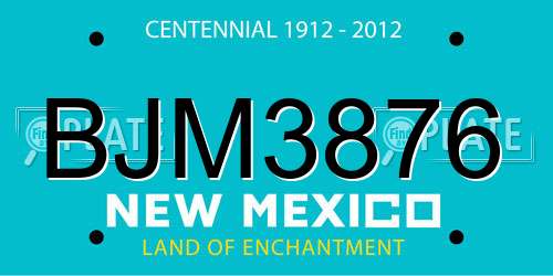 BJM3876 New Mexico License Plate