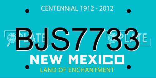BJS7733 New Mexico License Plate
