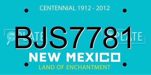 BJS7781 New Mexico License Plate