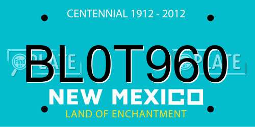 BL0T960 New Mexico License Plate