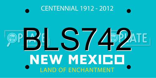BLS742 New Mexico License Plate
