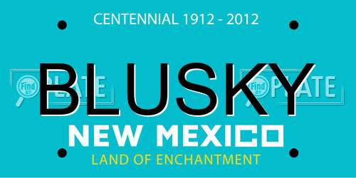 BLUSKY New Mexico License Plate