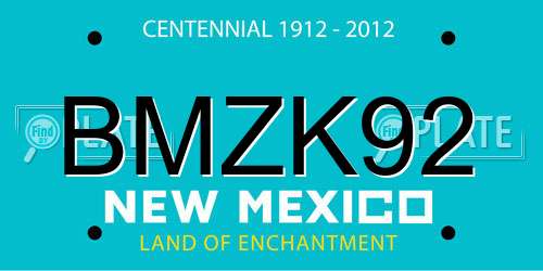 BMZK92 New Mexico License Plate