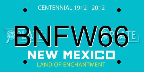 BNFW66 New Mexico License Plate