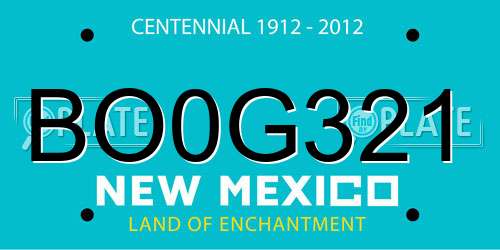 BO0G321 New Mexico License Plate