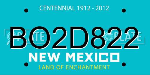 BO2D822 New Mexico License Plate