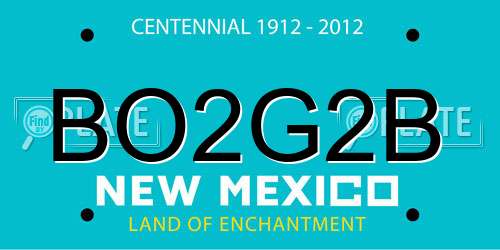 BO2G2B New Mexico License Plate