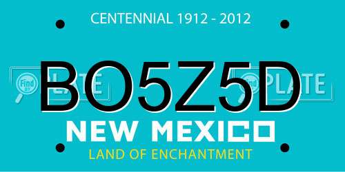 BO5Z5D New Mexico License Plate