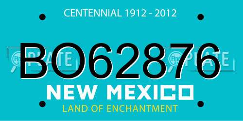 BO62876 New Mexico License Plate