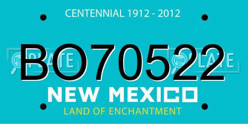 BO70522 New Mexico License Plate