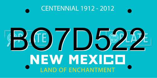 BO7D522 New Mexico License Plate