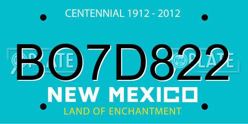 BO7D822 New Mexico License Plate