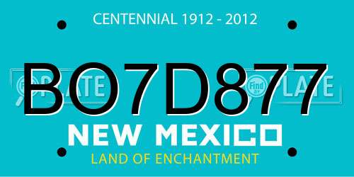 BO7D877 New Mexico License Plate