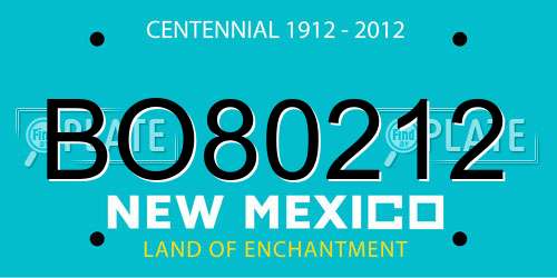 BO80212 New Mexico License Plate