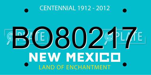 BO80217 New Mexico License Plate