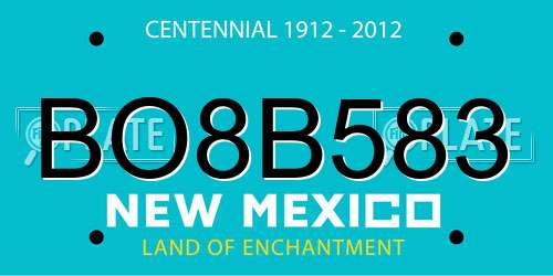 BO8B583 New Mexico License Plate