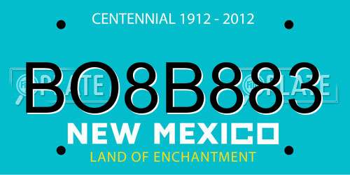 BO8B883 New Mexico License Plate