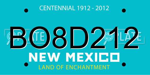 BO8D212 New Mexico License Plate