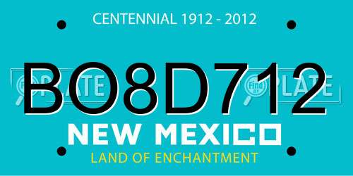BO8D712 New Mexico License Plate